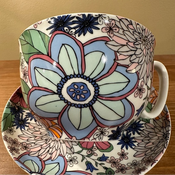 Gracie China By Coastline Imports Cup & Saucer Colorful Floral Pattern - Picture 2 of 5